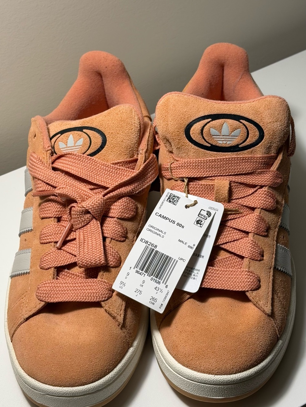 adidas Campus Suede Sneakers - Peach and White